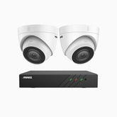 H500 - 3K 8 Kanal PoE Überwachungskamera-Set mit 2 Kameras, EXIR Nachtsicht 2.0, Eingebautes Mikrofon, Unterstützt RTSP und ONVIF, funktioniert mit Alexa, IP67